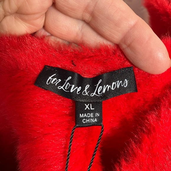 🔥SALE🔥 For Love & Lemons red Fiona fuzzy crop top. X-Large New - Picture 7 of 9